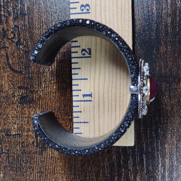 Stingray Leather/Sterling Silver/Gemstone Cuff - Picture 8 of 10